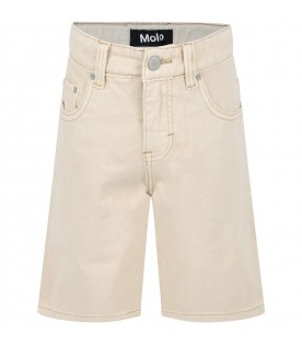 Beige bermuda-shorts for boy with patch logo