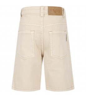 Beige bermuda-shorts for boy with patch logo