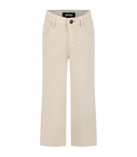 Beige jeans for boy with logo