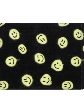 Black beach towel for boy with smileys