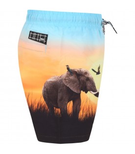 Multicolor swimming boxers for boy with elephant and with logo