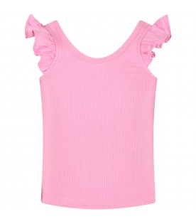 Pink top for girl with ruffles