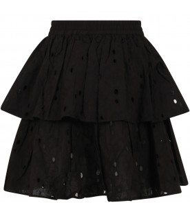 Black skirt for girl with flowers
