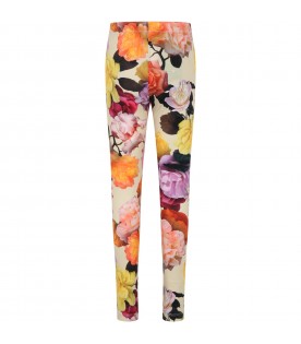 Multicolor leggings for girl with floral print