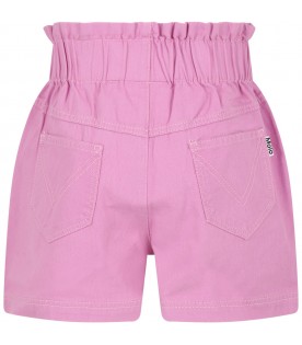 Pink shorts for girl with logo patch