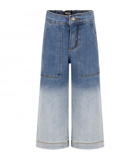 Jeans blu per bambina con patch logato