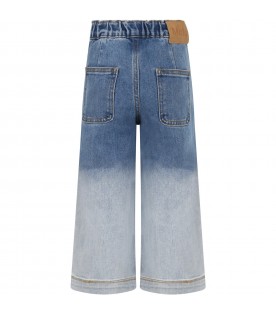 Jeans blu per bambina con patch logato