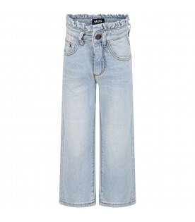 Jeans celesti per bambina con patch logato