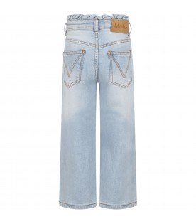 Light blu jeans for girl with logo patch
