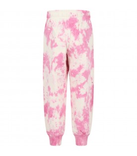 Multicolor sweatpants for girl with logo patch