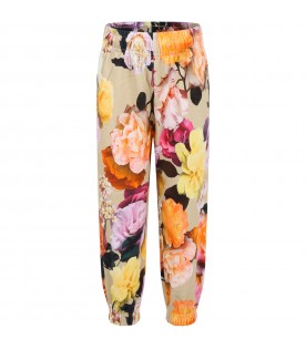 Multicolor sweatpants for girl with floral print