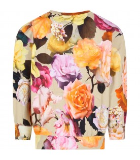 Multicolor sweatshirt for girl with floral print