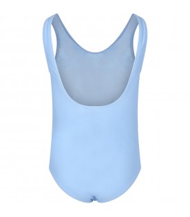Light-blue swimsuit for girl with smiley
