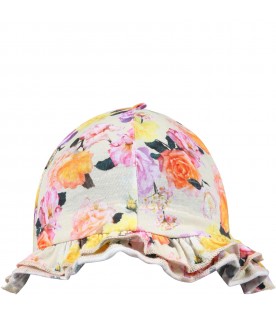 Cappello multicolor per neonata con logo