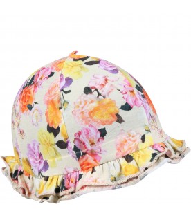 Cappello multicolor per neonata con logo