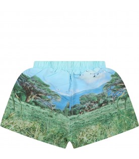 Multicolor swimming boxer for baby boy with lion and logo