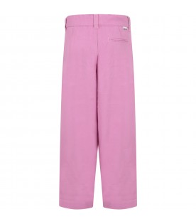 Pink jeans for girl with logo patch