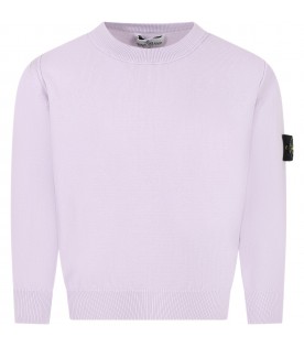 Lilac sweater for boy with iconic compass