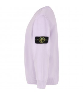 Lilac sweater for boy with iconic compass