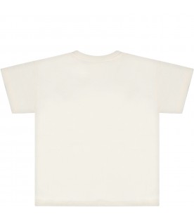 T-shirt avorio per neonato con logo