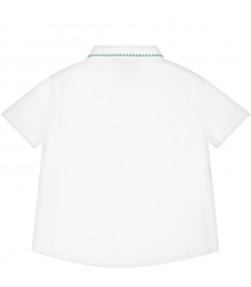 Camicia bianca per neonato con ricami e logo