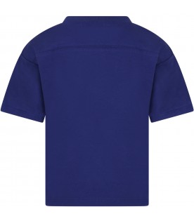 T-shirt blu per bambino con logo e motivo Web