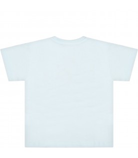 Light-blue T-shirt for baby boy with logo