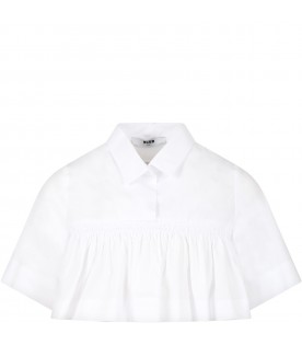 White shirt for girl with logoed patch
