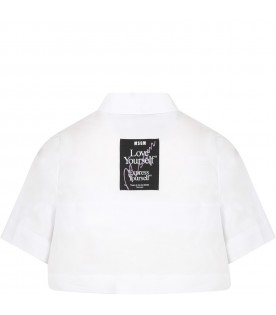 White shirt for girl with logoed patch
