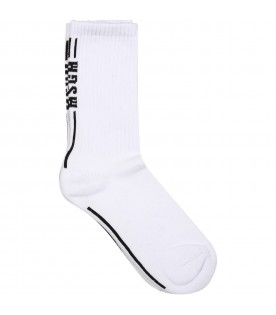 White sock for boy with logo