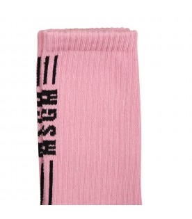 Pink sock for boy with logo