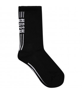 Black sock for boy with logo