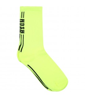 Yellow sock for boy with logo