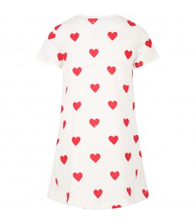White nightgown for girl with logioed hearts