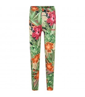 Multicolor leggings for girl with flower print