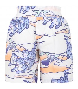 White shorts for girl with print and logo