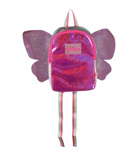 Fuchsia backpack for girl with logo