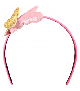 Pink headband for girl with butterflies