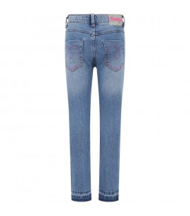 Blue jeans for girl with unicorns and stars