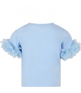 Light blue t-shirt for girl with sequins