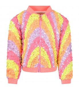 Multicolor jacket for girl with sequins