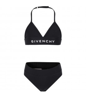 Black bikini for girl with logo