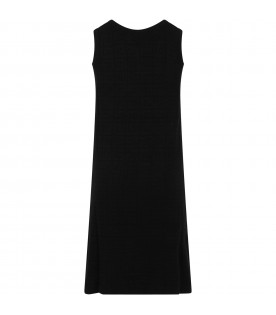 Black dress for girl with monogram and logo