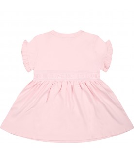 Pink dress for bay girl with logoed band