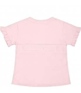 Pink T-shirt  for baby girl with logo