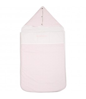 White sleeping bag for baby girl with logo
