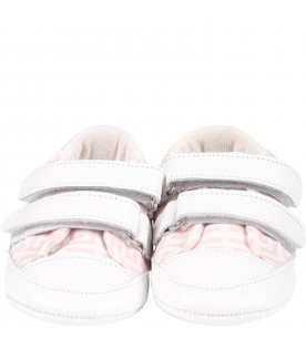 White sneakers for baby girl with logo