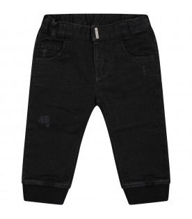 Black jeans for baby boy with logo