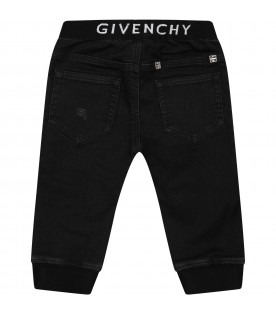 Black jeans for baby boy with logo