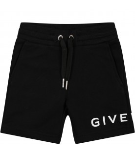 Black shorts for baby boy with logo